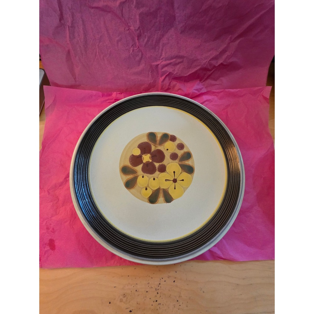 VTG Noritake Folkstone Silk Road 8502 Stoneware Dinner Plate Brown Yellow 12in
